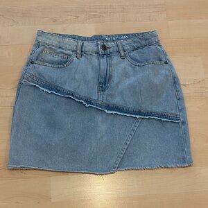Noisy May Light Wash Asymmetrical Frayed Denim Mini Skirt Size S